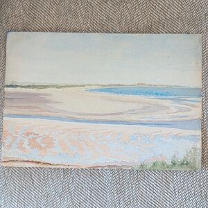 Vintage Hand Painted Watercolor England Coastal Landscape Art Original Signed